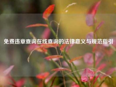 免费违章查询在线查询的法律意义与规范指引