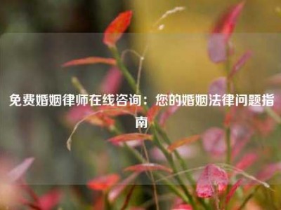 免费婚姻律师在线咨询：您的婚姻法律问题指南