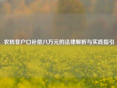 农转非户口补偿八万元的法律解析与实践指引
