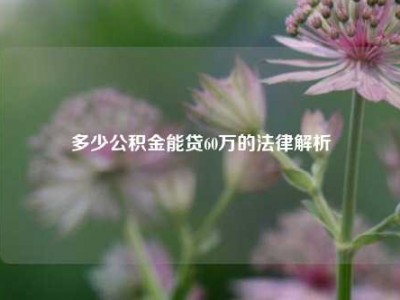 多少公积金能贷60万的法律解析