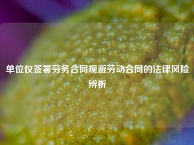 单位仅签署劳务合同规避劳动合同的法律风险辨析
