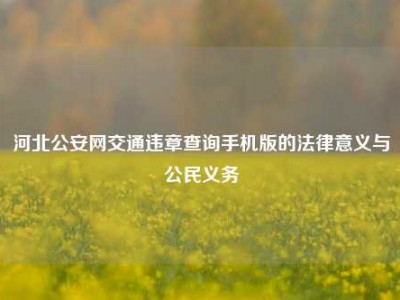 河北公安网交通违章查询手机版的法律意义与公民义务