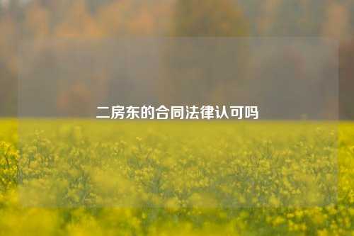 二房东的合同法律认可吗