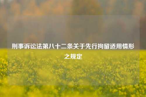 刑事诉讼法第八十二条关于先行拘留适用情形之规定