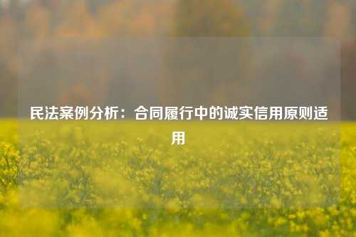 民法案例分析：合同履行中的诚实信用原则适用