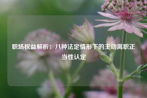 职场权益解析：八种法定情形下的主动离职正当性认定